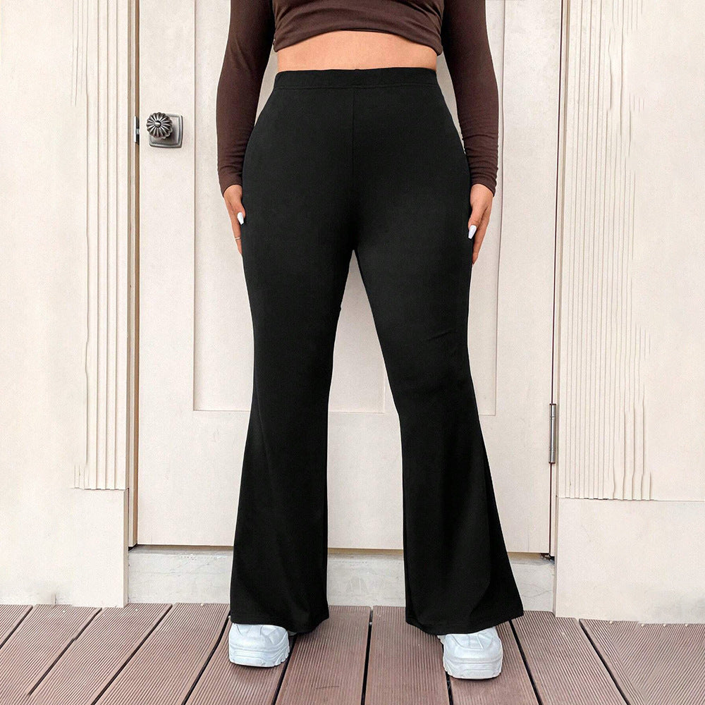 Simple Commuter Style Slim Fit Wide-leg Pants