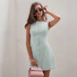 Women's Solid Color Temperament Breasted Sleeveless Dress