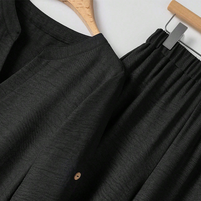 Women's Long-sleeved Top And Loose Pants Two-piece Set