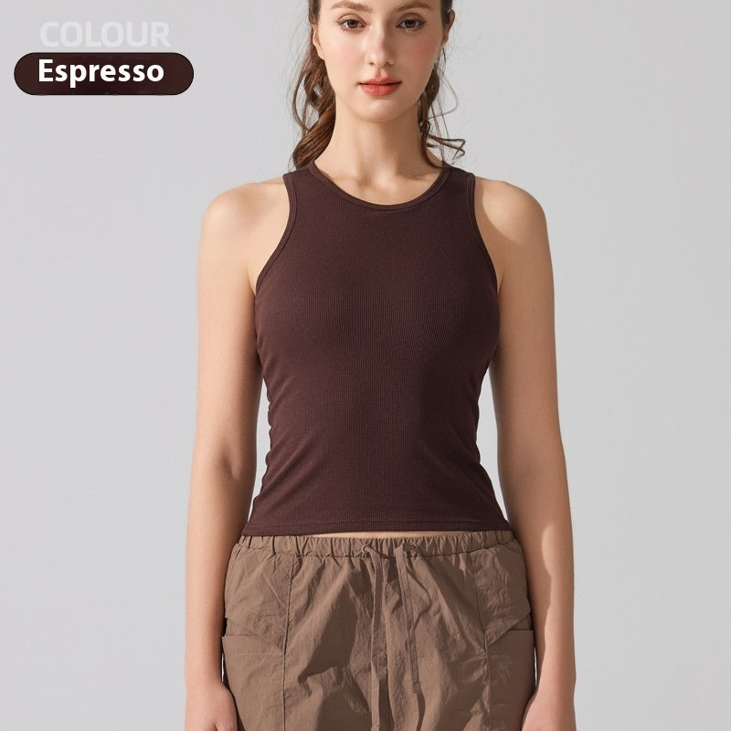 Europe And America Cross Border Yoga Vest Women's Rib Running With Chest Pad Tight Fitness