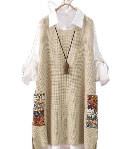 Women's Knitted Vest Loose V-neck