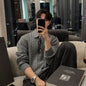 Winter Warm Lapel Sweater Men's Korean Style Handsome High Sense