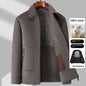 Casual Detachable White Duck Down Liner Lapel Pure Wool Jacket