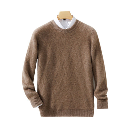 Pure Wool Sweater Men's Loose Round Neck Sweater Casual Thickening Knitted Bottoming Shirt