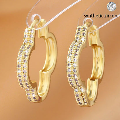 Heart-shaped Micro-inlaid Zirconia Sparkling Peach Heart Design Exquisite Earrings