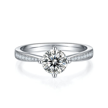 Moonlight City - A Wedding Ring Set With 1-carat Top-quality Moissanite S925 Silver And Platinum-plated Diamond. The Ring Can Be Inspected With A Diamond Pen