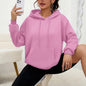 All-matching Loose Drawstring Pocket Sweatshirt Long Sleeve Women