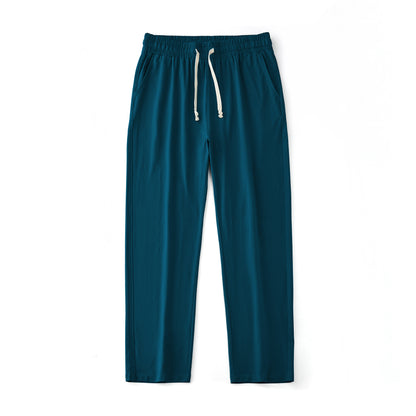 Mens Solid-Color Straight-Leg Lace-Up All-Match Sports Pants For Men