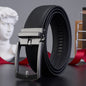 New Mens Casual All-match Leather Belt With An Automatic Buckle And A Lychee Grain Pattern