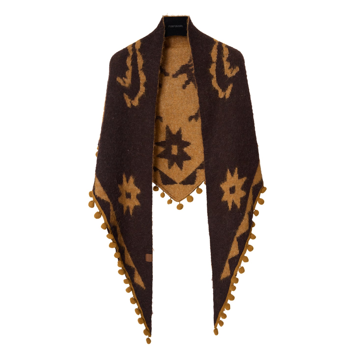 Double-sided Wool Shawl Reversible Warm Cloak