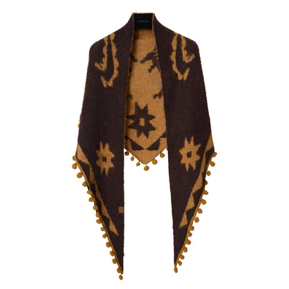 Double-sided Wool Shawl Reversible Warm Cloak