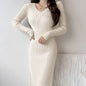 Hip Skirt Long Sleeve Knitted Dress Women