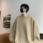 Spring And Autumn Ins Fashion Brand Loose And Idle Solid Color Sweater Round Neck Sweater For Men