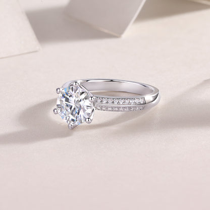 Happiness Like A Flower - A Wedding Ring Set With 1-carat Top-quality Moissanite S925 Silver And Platinum-plated Diamond. The Ring Can Be Tested With A Diamond Pen