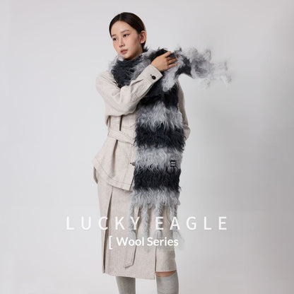 Striped Color-block Wool Scarf Warm And Thick Neck Warmer