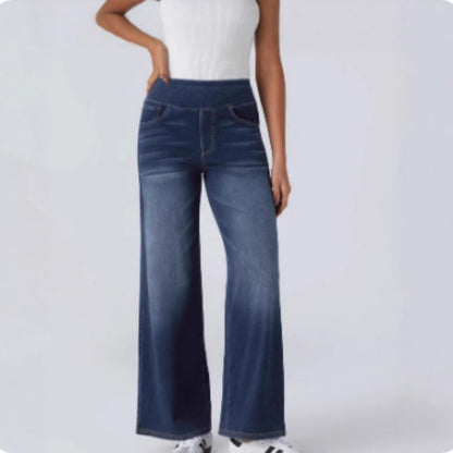 High-waisted Jeans Women Vintage Wash Loose Wide-leg Pants