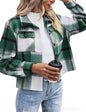 Top Women's Flannel Short Jacket Plaid Button Shirt