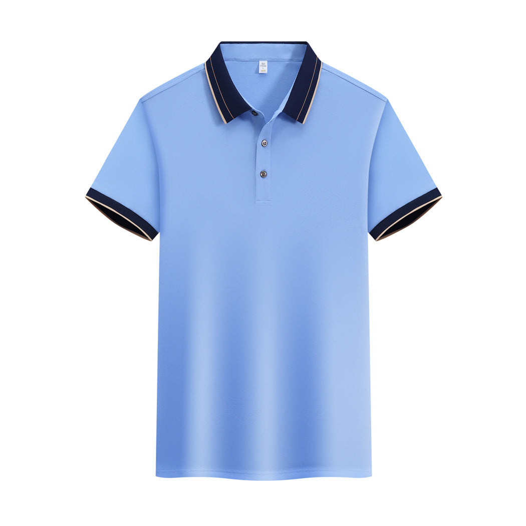 Ice Ion Mercerized Pearl Cotton Color Matching Collar Polo Shirt For Men And Women