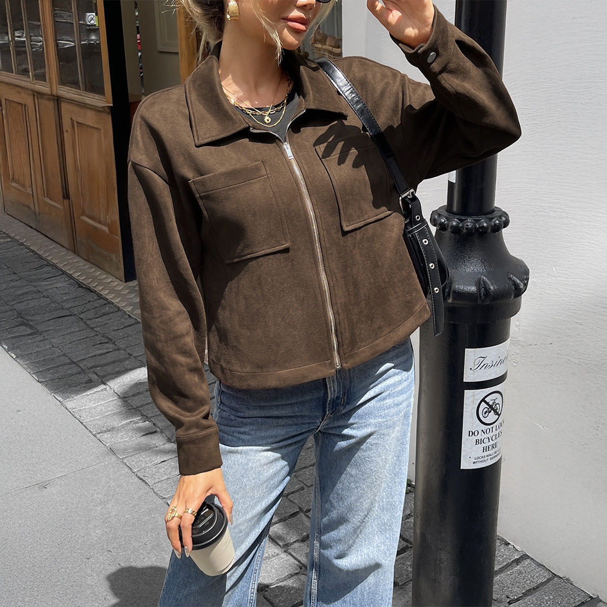 Turn-down Collar Long Sleeve Jacket Coat Women's Clothing