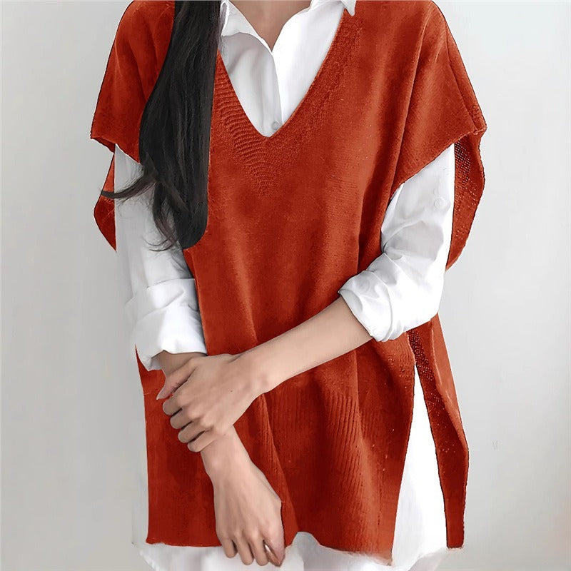 All-matching Loose V-neck Plus Size Sweater Vest
