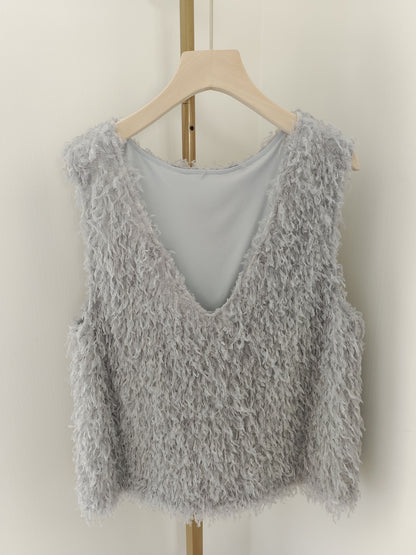 Fashion V-neck Sleeveless Soft Tassel Women's Vest