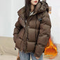 Short Padded Hooded Coat For Women Thick And Warm