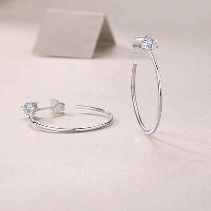 A Charming Afternoon - Earrings Set With Top-quality Moissanite S925 Silver And Platinum-plated Stud Earrings, A Fashionable And Trendy Accessory, Can Be Tested With A Diamond Pen