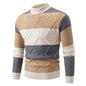 Fall Winter Men Color Matching Rhombus Twisted Sweater