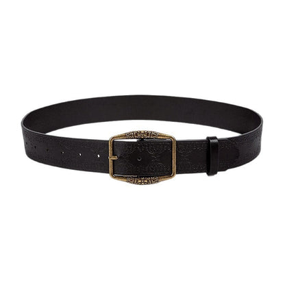New Retro Embossing Belt Brown Alloy Ethnic Style