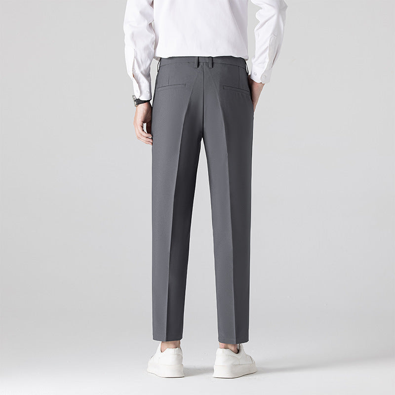 Mens Plus-Size Slim-Fit Solid-Color Capri Dress Pants