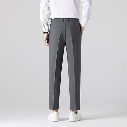 Mens Plus-Size Slim-Fit Solid-Color Capri Dress Pants