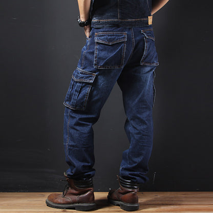 Men's Straight Cargo Pants Loose Plus Size Plus-sized Fat Guy's Pants Jeans