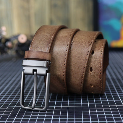 Men's Vintage Genuine Leather Belt With Pin Buckle