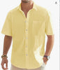 Men's Cotton And Linen Short Sleeve Shirt Top