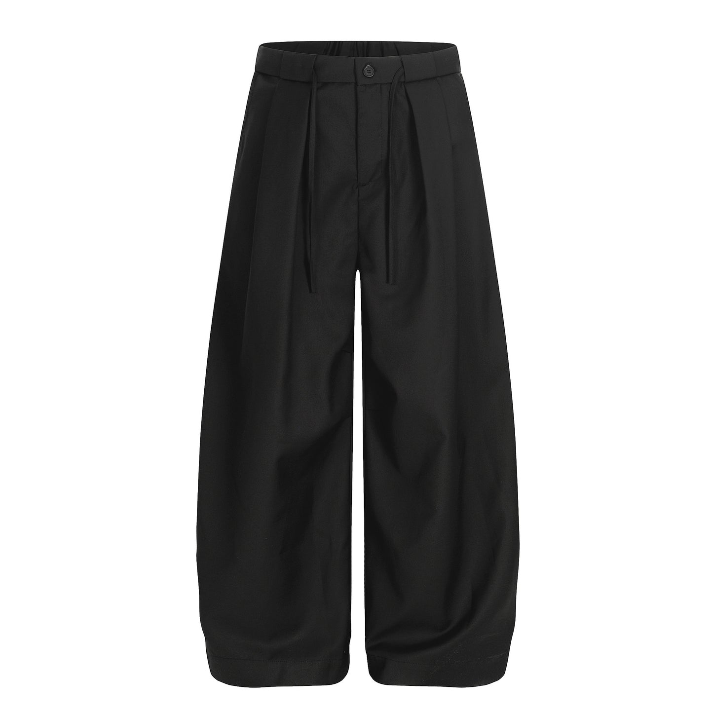 Retro Old Money Inspired Casual Trousers With Unique Pleated Curved Silhouette