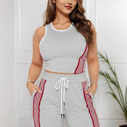 Sleeveless Tight Tank Top And Straight-leg Pants Two-piece Set