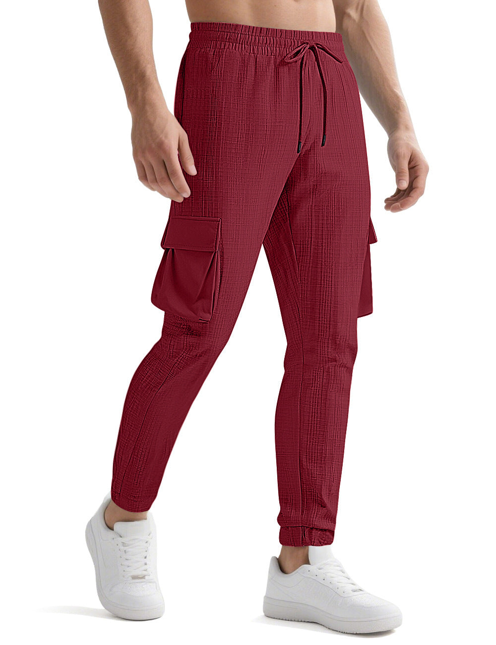 Fashion Sport Casual Personality Trendy Drawstring Multi-pocket Pants Men
