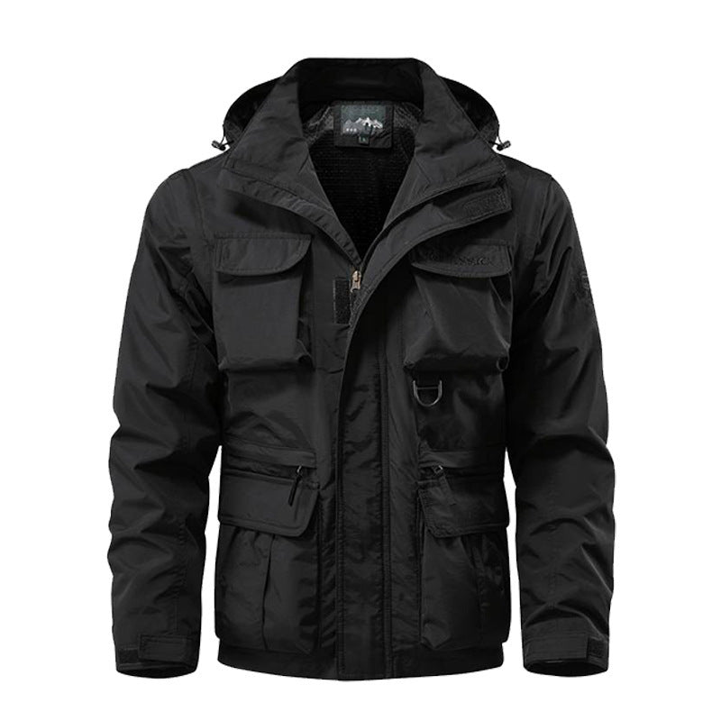 Outdoor Windproof Shell Jacket Loose Plus Size Casual Multi-pocket Workwear Jacket