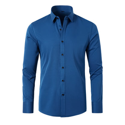 Full Elastic Force Shirt Men's Non-ironing Anti-wrinkle Solid Color