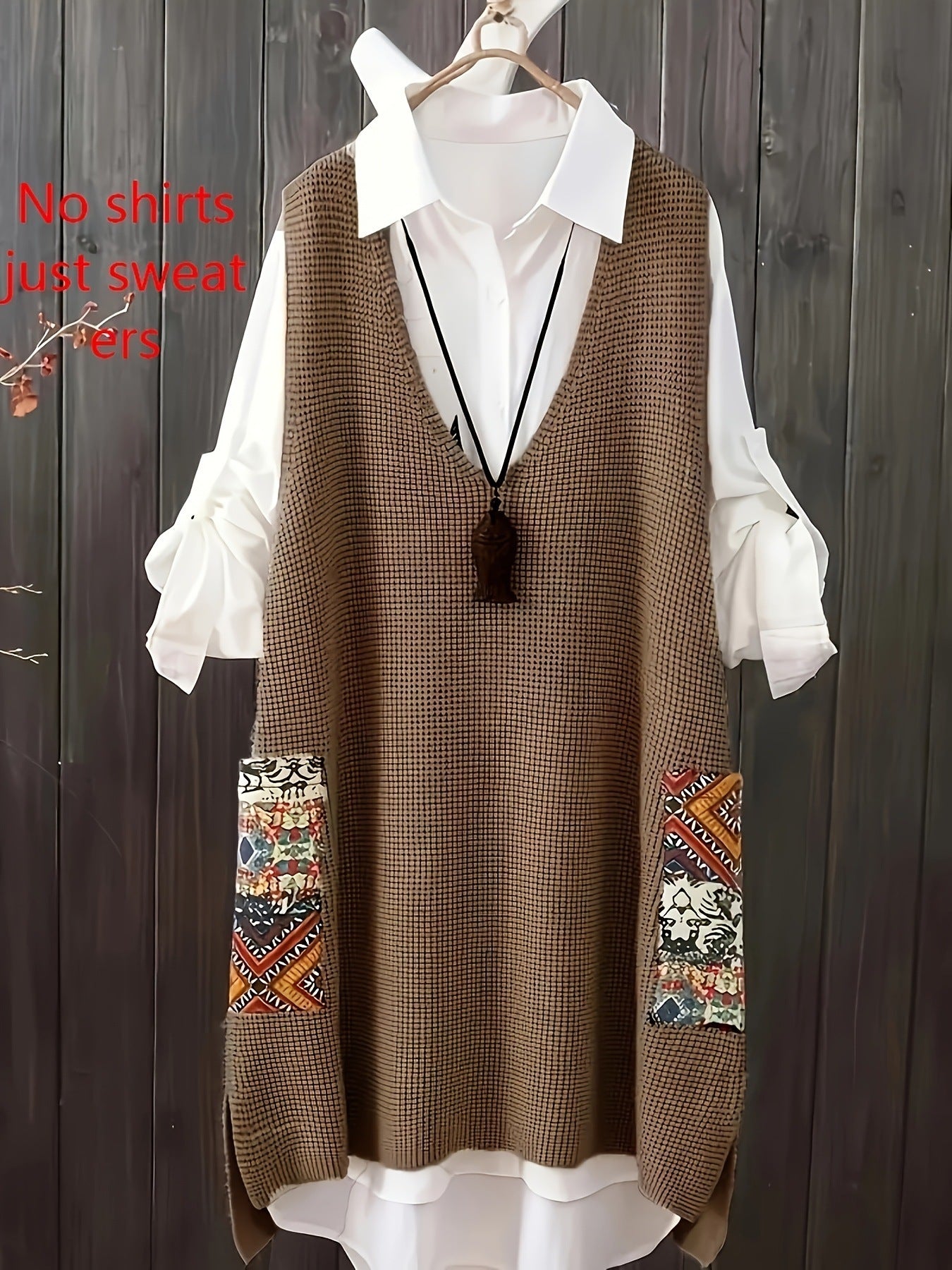 Women's Knitted Vest Loose V-neck