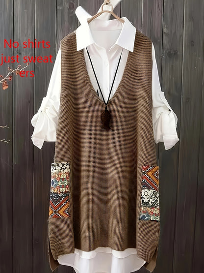 Women's Knitted Vest Loose V-neck