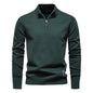 Men's Stand Collar Half Zip New Solid Color Cotton Sweater