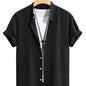 Summer Men's Breathable Casual Stand Collar Shirt Solid Color