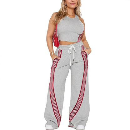 Sleeveless Tight Tank Top And Straight-leg Pants Two-piece Set