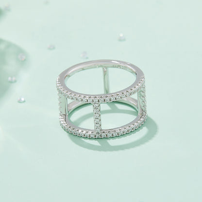 Light Chain Trendy Ring - Set With Top-quality Moissanite S925 Silver And Platinum-plated Diamond Wedding Ring. The Ring Can Be Inspected With A Diamond Pen