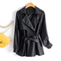 Women's Leather Clothing Large Size Loose Wind-breaker Waist Figure Flattering Leather Jacket