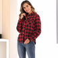 European And American Retro Plaid Women's Clothing All-matching Lapel Long Sleeve Shirt Coat