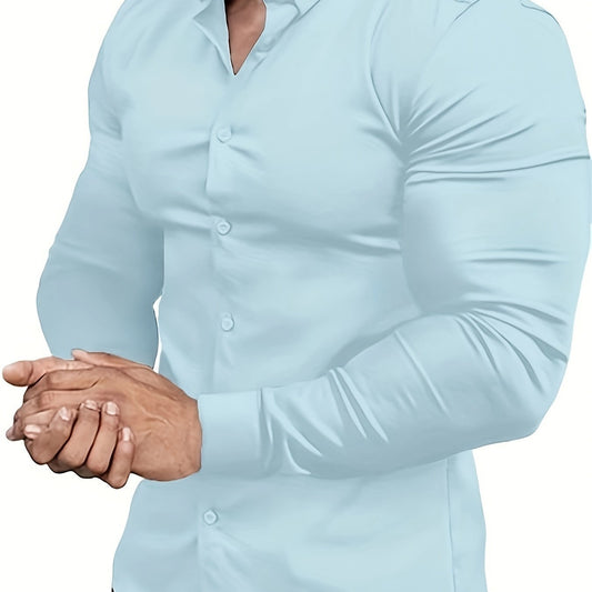 Printed Business Leisure Iron-free Solid Color Polo Collar Shirt