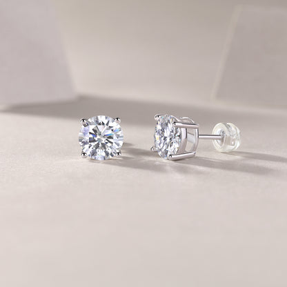 Pure Love - Earrings Set With Top-quality Moissanite S925 Silver And Platinum-plated Stud Earrings Are Fashionable And Trendy Accessories That Can Be Tested With A Diamond Pen