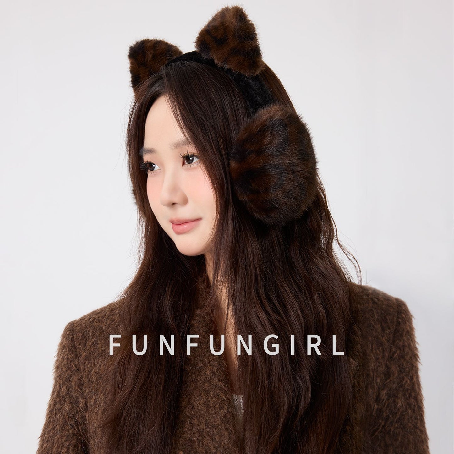 Women's Foldable Leopard Print Cat Ear Plush Ear Muffs